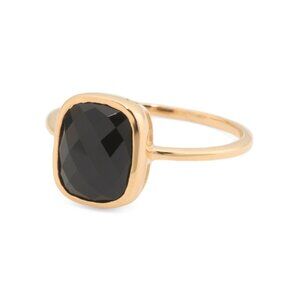 SHIVAM Black Onyx/Gold Made In India 14kt Gold Plated Black Onyx Ring
